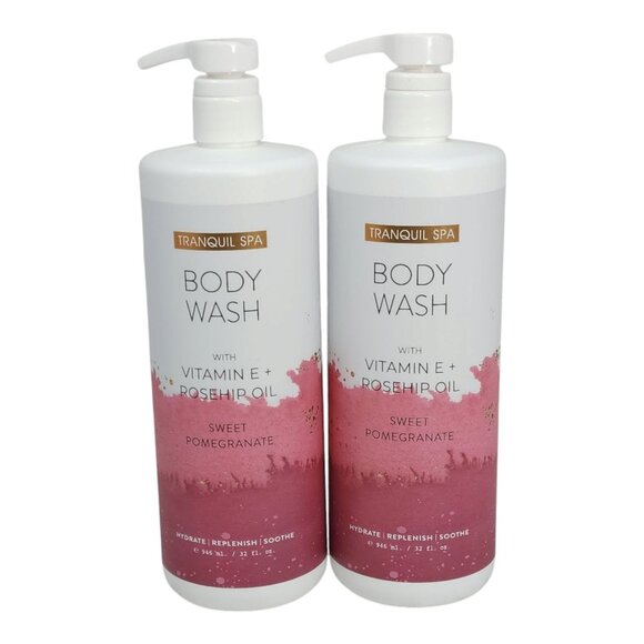 Tranquil Spa 2 pks Body Wash Vitamin E & Rosehip Oil Sweet Pomegranate Jumbo - Picture 1 of 5